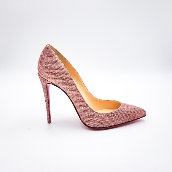 Christian Louboutin Pigalle 100 So Kate Pink Glitter Tisse Pumps